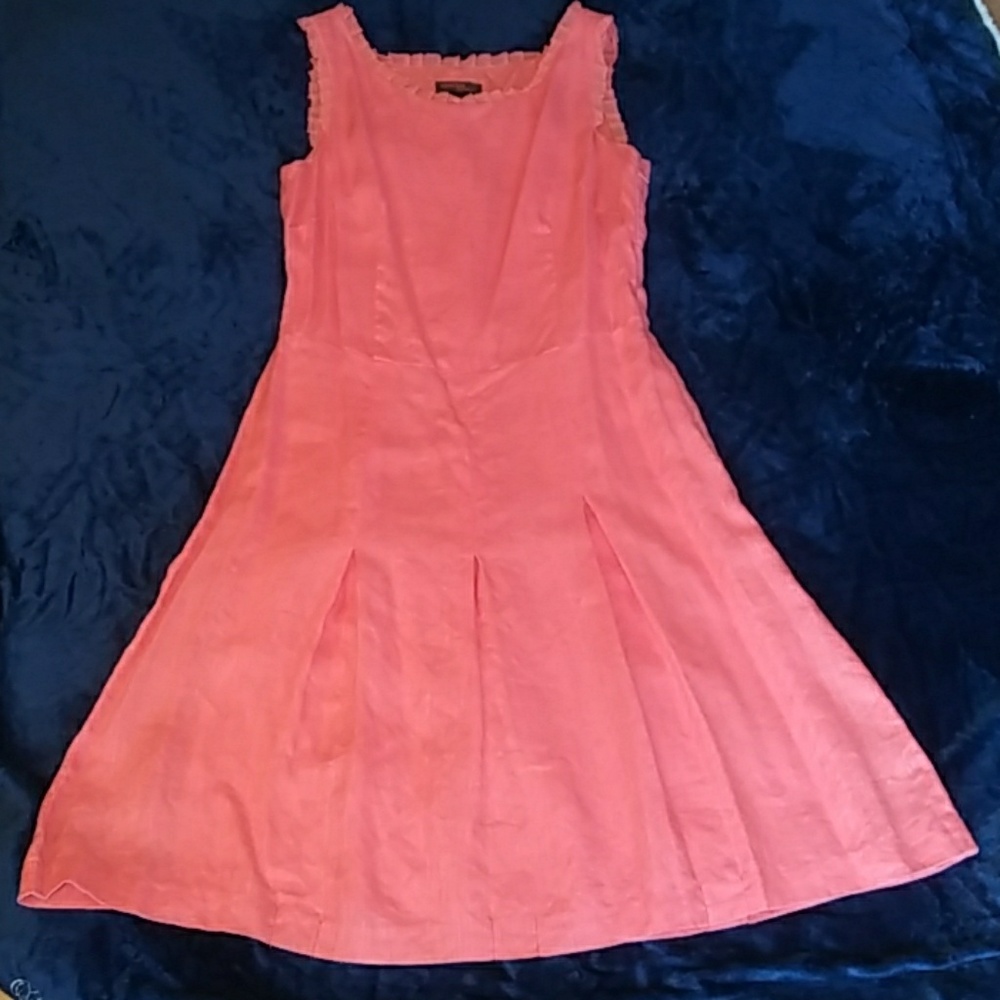cynthia howie pink, sleeveless, pleated dress